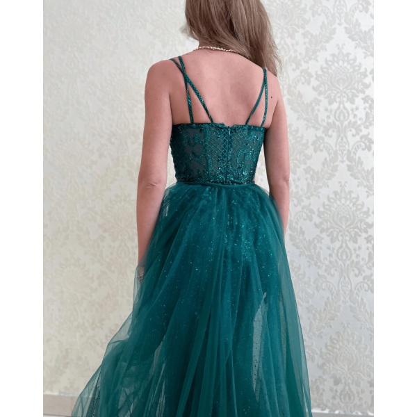 ABITO LUNGO ESMERALDA SOLENNE VERDE CON ESTRATTO